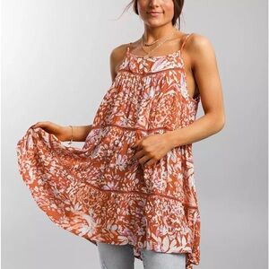 Buckle Daytrip Orange and Pink Floral Tank Top Tunic Size Small